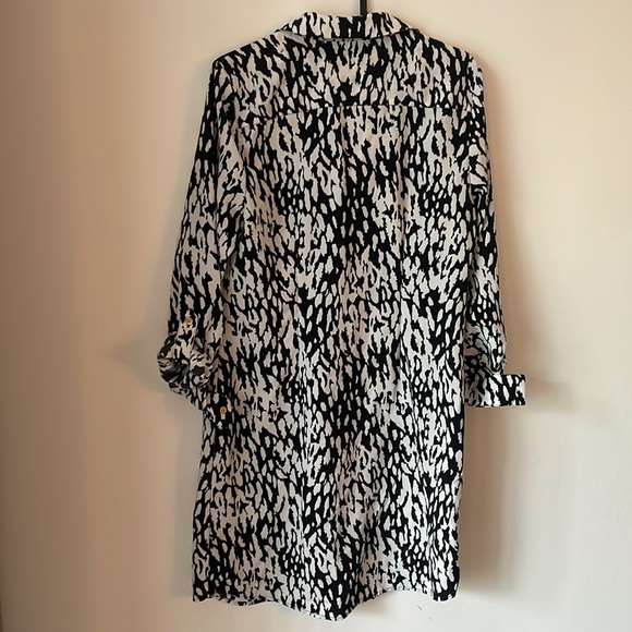 Black and White Patterned Shirt Dress - Picture 2 of 5